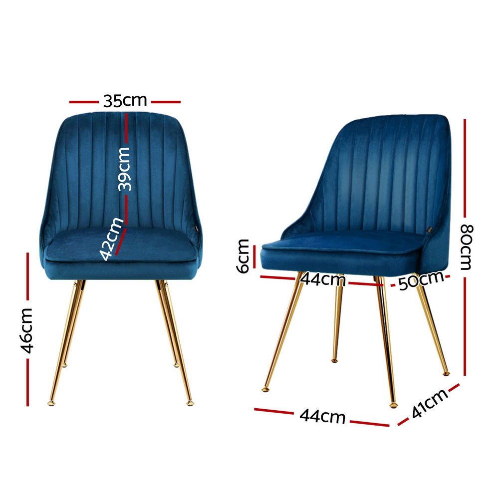 Artiss Dining Chairs Set of 4 Velvet Channel Tufted Blue — image 2