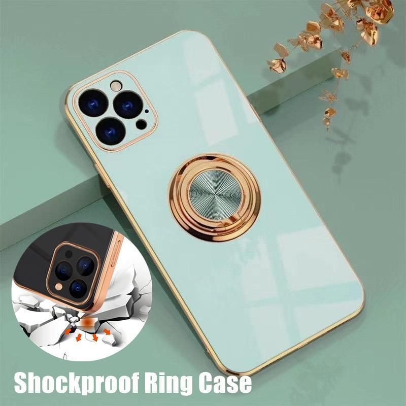 Light Cyan Luxury Shockproof Silicone Ring Case Stand Cover for iPhone 14 13 12 Pro Max - iPhone 11 Pro โ image 2
