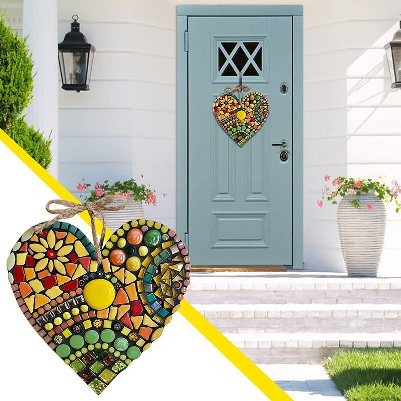Garden Heart Sculpture Decor Colorful Resin Love Decoration Love Pendant Craftsmanship Unique Love Hoisting Outdoor Garden — image 3