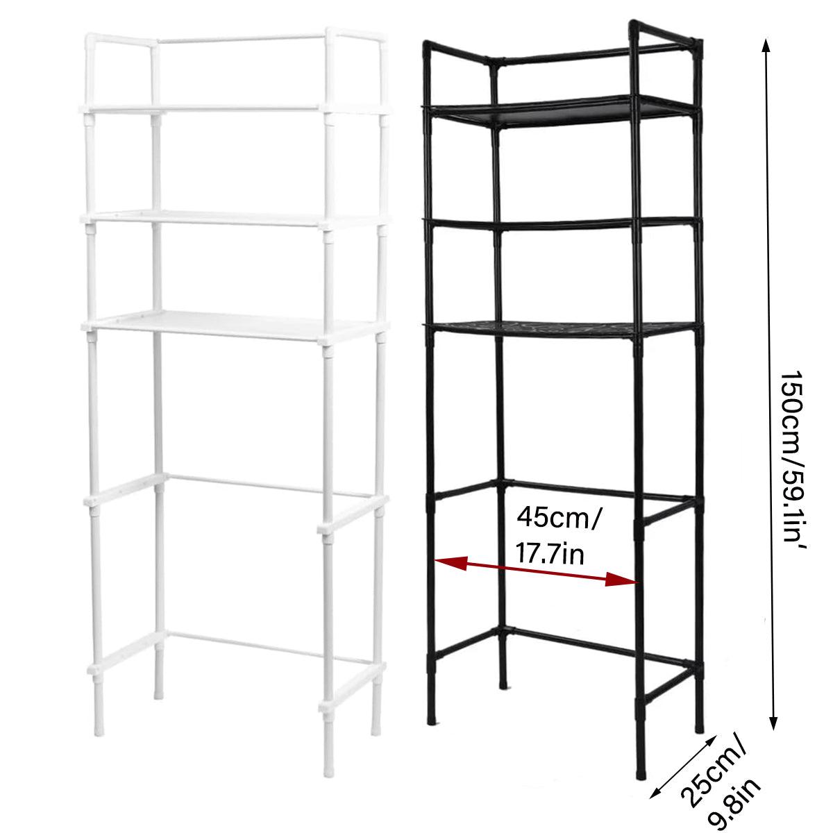Bathroom Rack Over Toilet Washing Machine Shelf Storage Organizer Stand Unit - Black — image 3