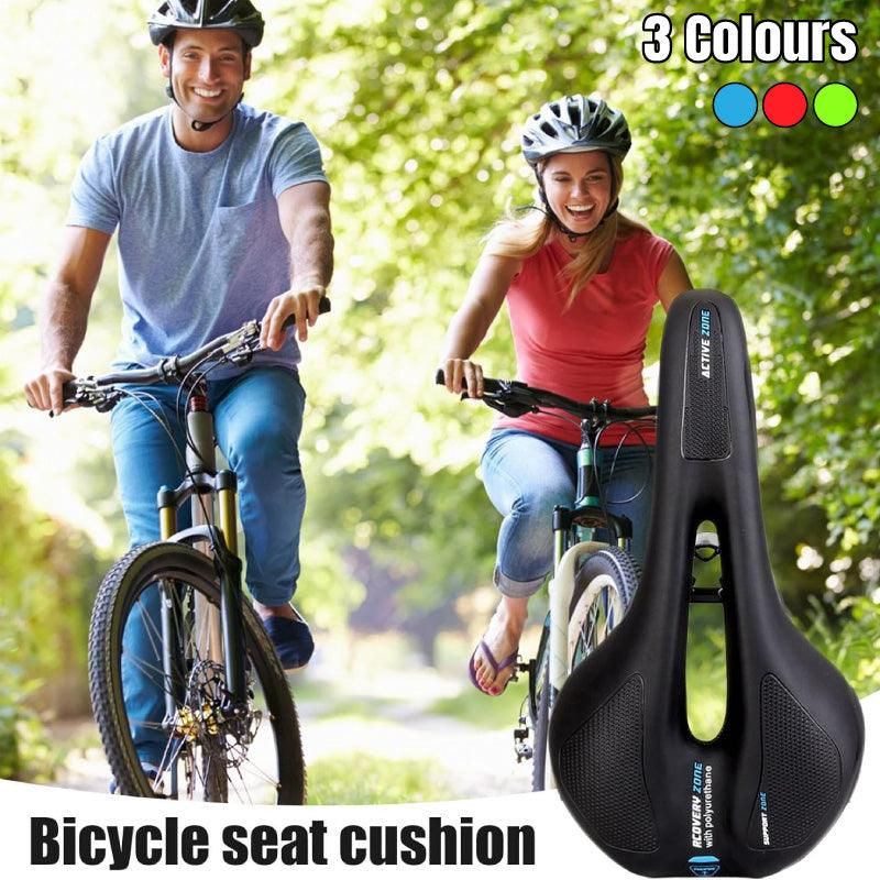 MTB Saddle Hollow Comfort Bicycle Seat Universal Cushion Soft Riding Saddle - Red — image 2