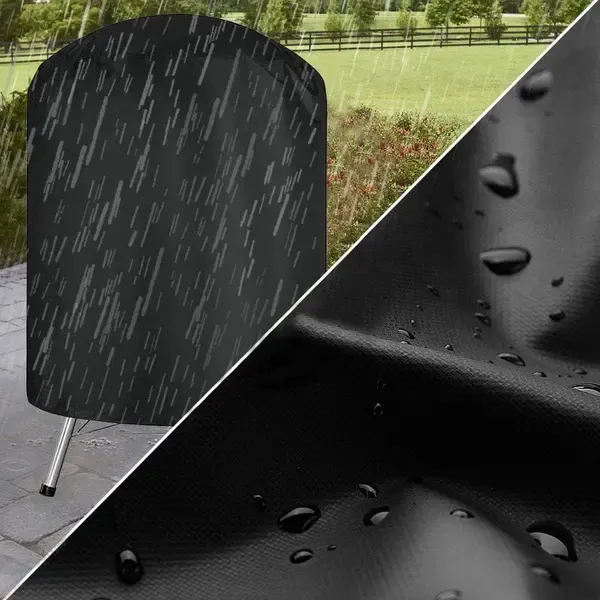 1 Piece 210D Oxford Charcoal Grill Cover, Waterproof Windproof Outdoor BBQ Protector with Drawstring, Black, 61 × 72 cm — image 2