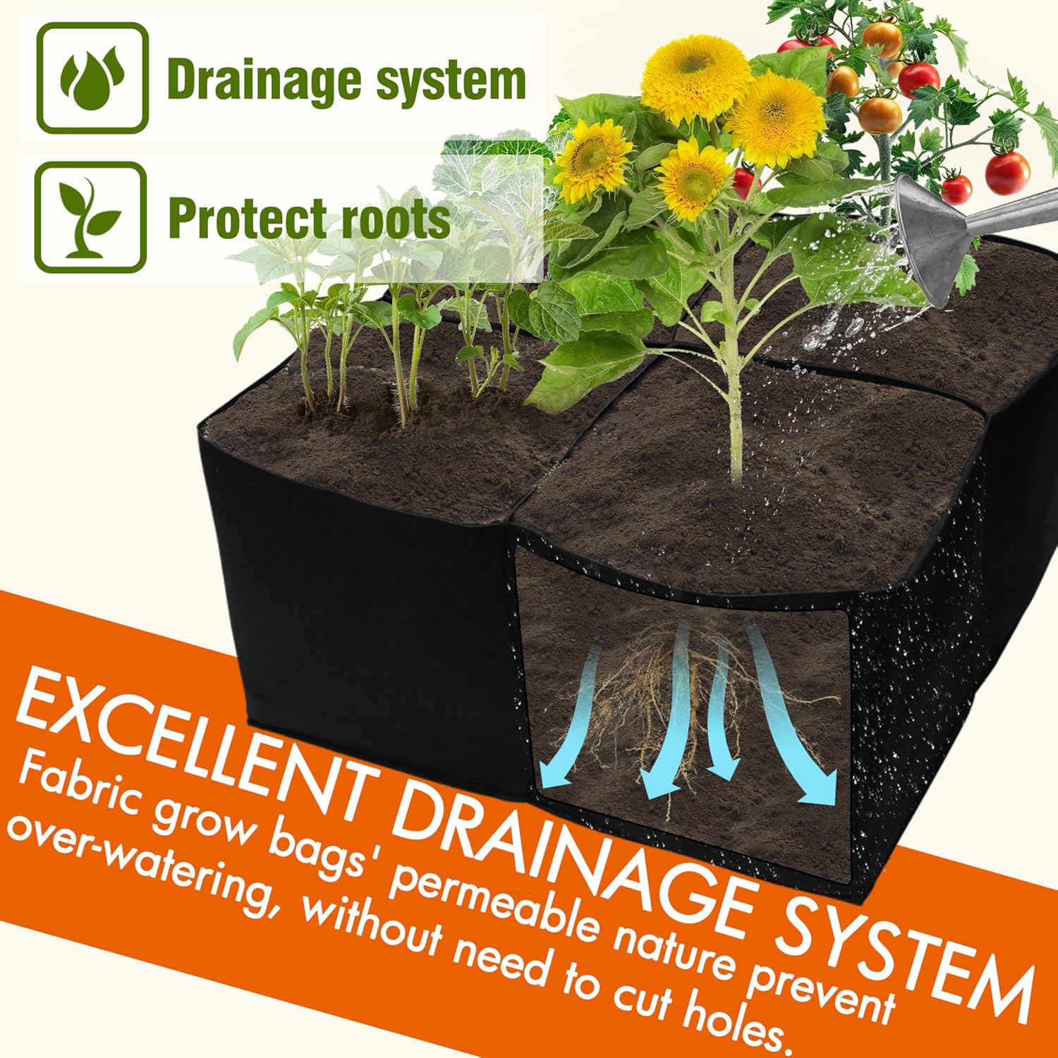 2 Pack Fabric Raised Garden Beds, 2x2x1 FT – 4 Grids Grow Bed for Square Foot Gardening, Planting Box for Vegetables, Herbs, Flowers — image 5