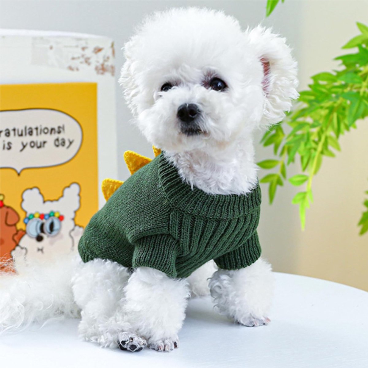 Dog Coat - Dog Sweater - Sweaters for Small Dogs - Dog Sweater - Cute Dinosaur Sweater - Soft and Comfortable Winter Clothes - Warm Knit Cat Sweater - Perfect — image 4