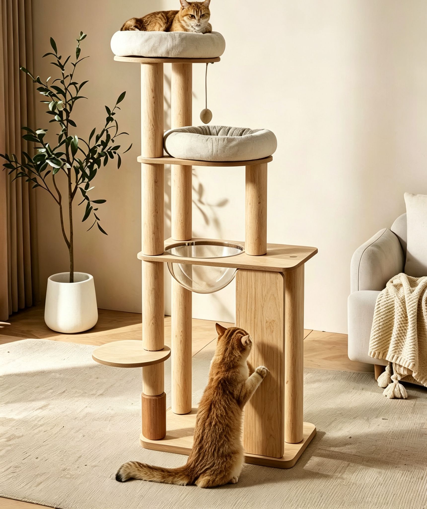 Scandinavian Gray Felt Cat Tree (Large) — image 5