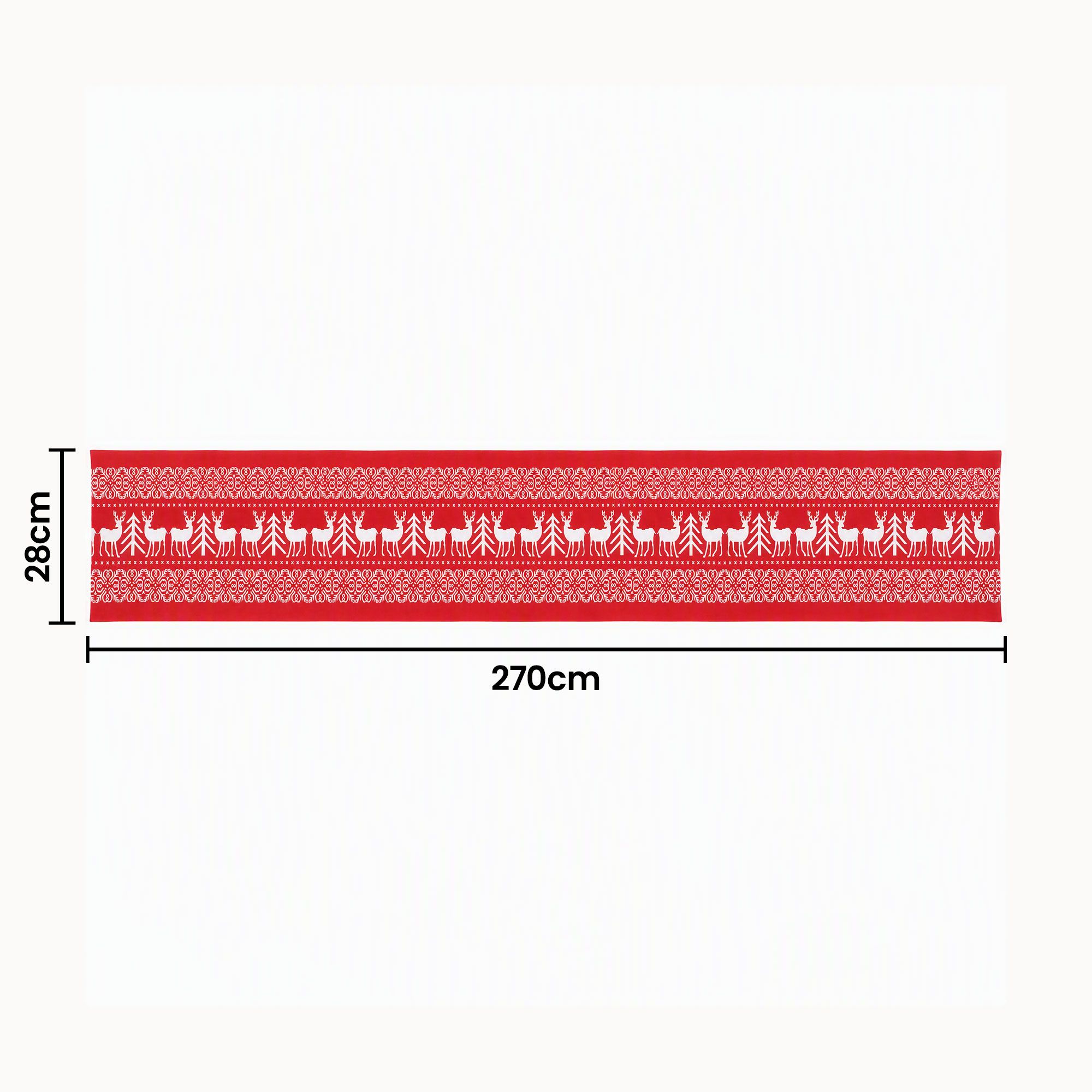 Jingle Jollys Christmas Table Runner Reindeers 270x28CM Dining Party Decor Red โ image 2