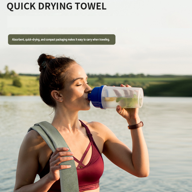 Green 50x100cm Portable Quick Dry Sports Towel - Ultra-Light Microfiber Cooling Towel with Waterproof Pouch, Fast Drying Sweat Absorbent Travel Gym Towel for — image 2