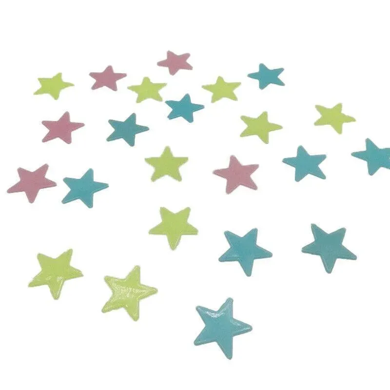 100 Pieces Glow-in-the-Dark Luminous Star Wall Stickers for Bedroom or Ceiling Decor - Blue โ image 3