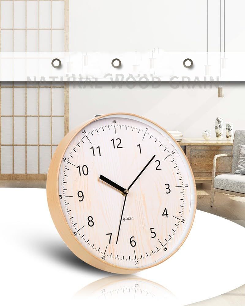 Creative Fashion Minimalist Punch-Free Wall Clock, Living Room Dining Room Bedroom Fresh Home Mute Wall Clock(Off White,12 inch) — image 2