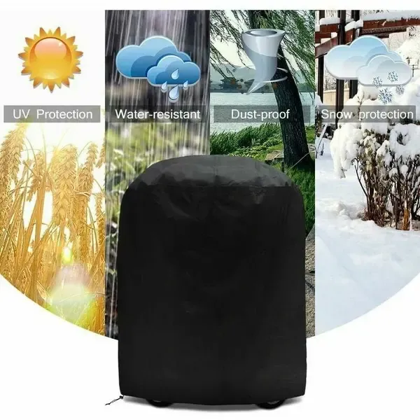 1 Piece 210D Oxford BBQ Grill Cover, Waterproof UV-Resistant Outdoor Protector for Kettle Grills, Black, 70 x 70 cm — image 4