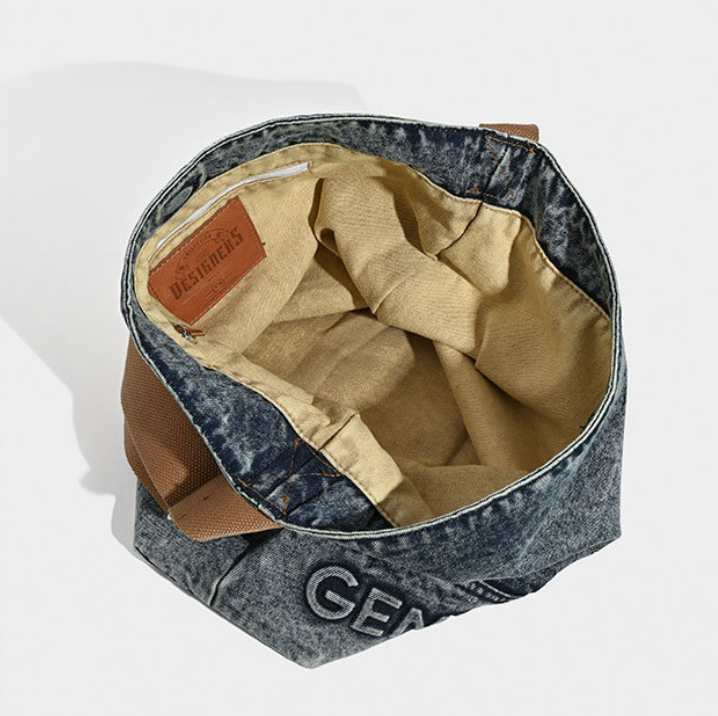 Washed Denim Tote Bag - Large Capacity Shoulder & Crossbody โ image 5