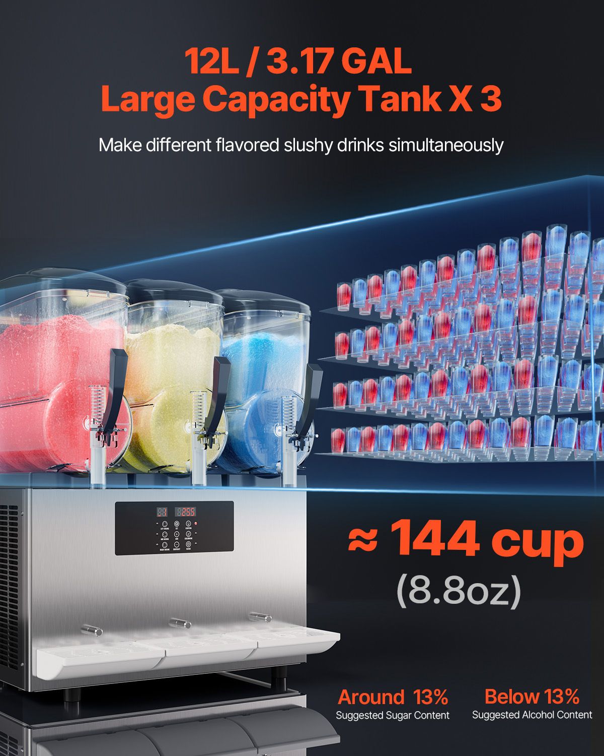 12Lx3 Tank Commercial Slushy Machine Margarita Smoothie Frozen Drink Maker — image 2