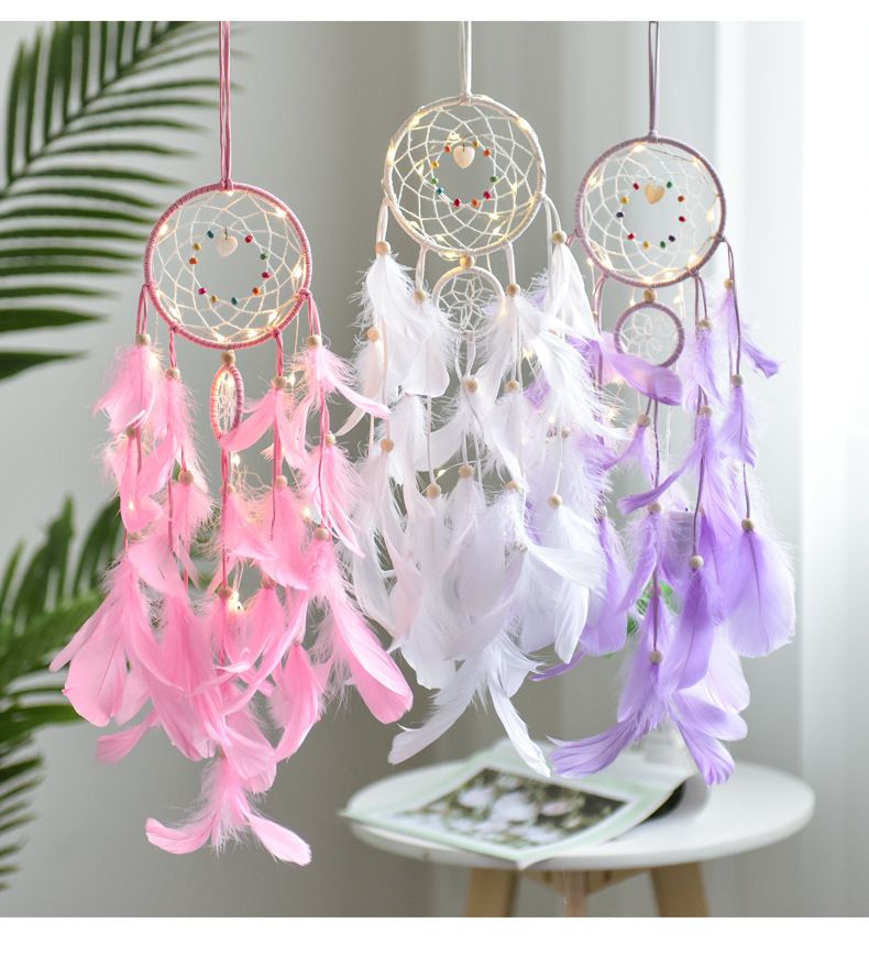 Bedroom Decorative Hanging Decorations Hangings Room ,Nursery Decor for Girls Boys, Handmade Feather Wall Decor with Lights(2pcs) — image 5