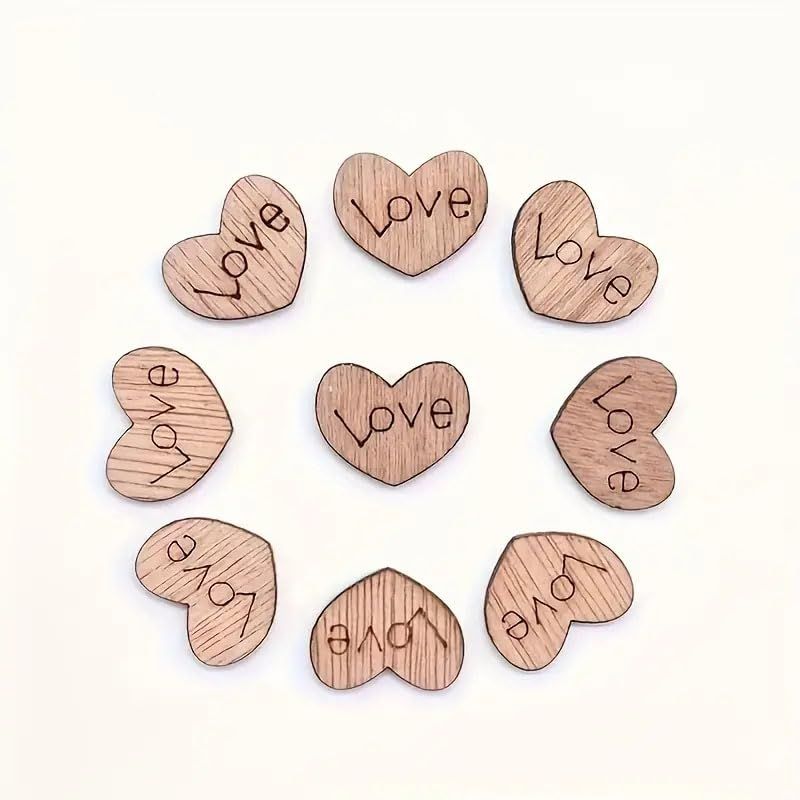 100pcs Wooden Love Confetti Decoration - Rustic Heart, Mini Wooden Love | Weddings, Bridal Showers, Baby Showers, Anniversary