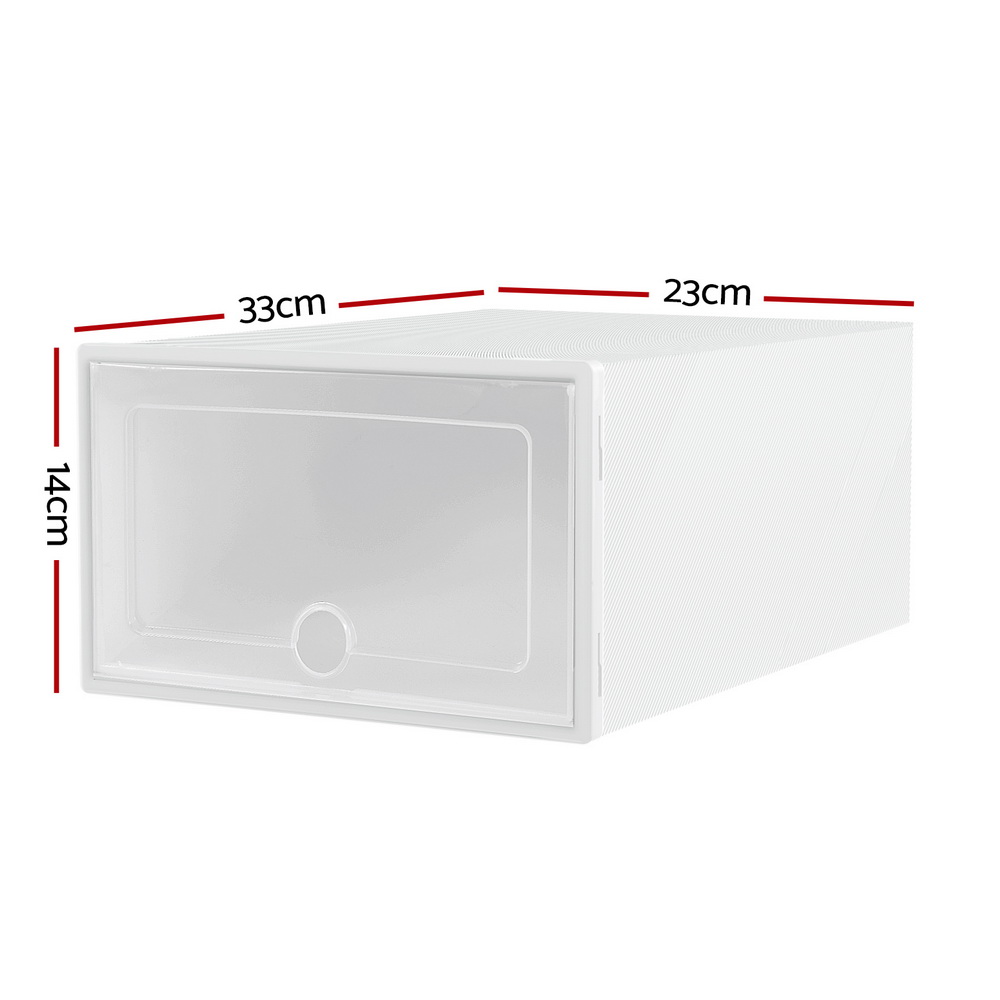 Artiss Shoe Box Rack DIY Set of 24 Stackable White Abel — image 4