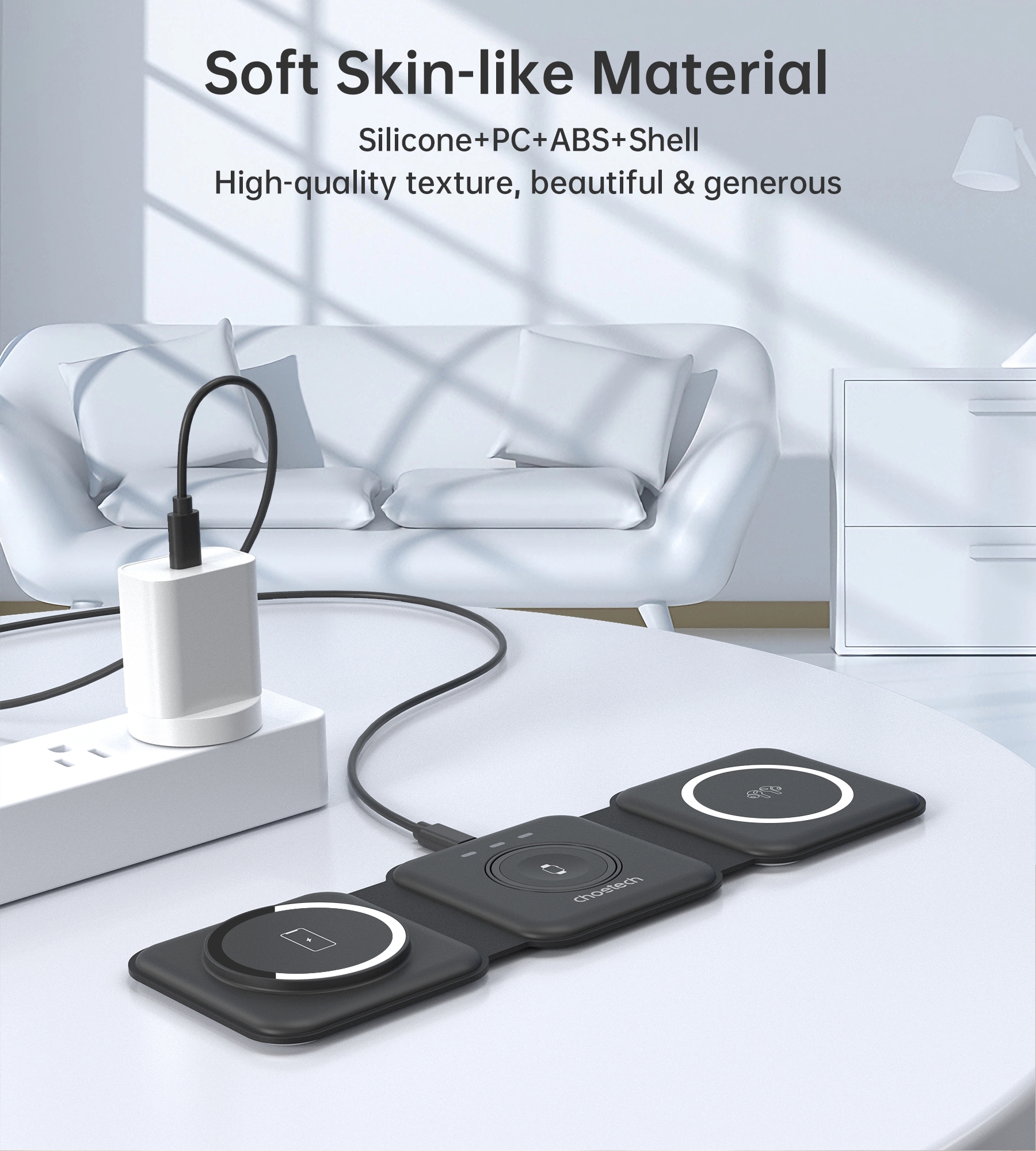 CHOETECH T588-F-BK 3-in-1 Foldable Fast Wireless Charger for Phone/Watch/Earphone โ image 5