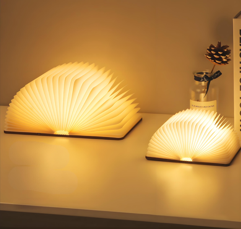 Christmas giftsRechargeable LED Book Night Light: Creative Folding Wooden Lamp with Magnetic Design for Bedrooms & Gifting(Maple Leaf White,L) — image 3