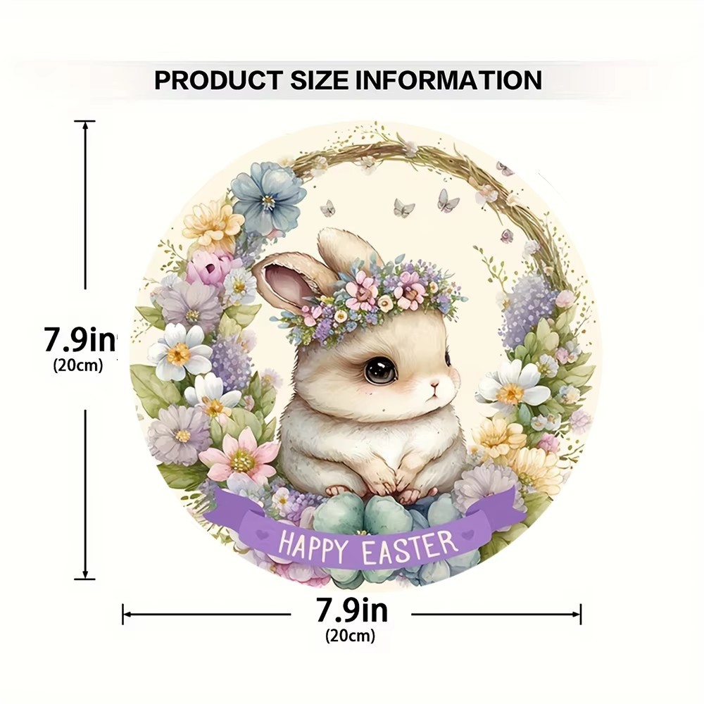 Easter Wooden Door Sign & Hanging Ornament 3-Piece Set – Bowknot Teacup Bunny, Twin Grey Rabbits, and Floral Wreath Bunny Designs — image 4