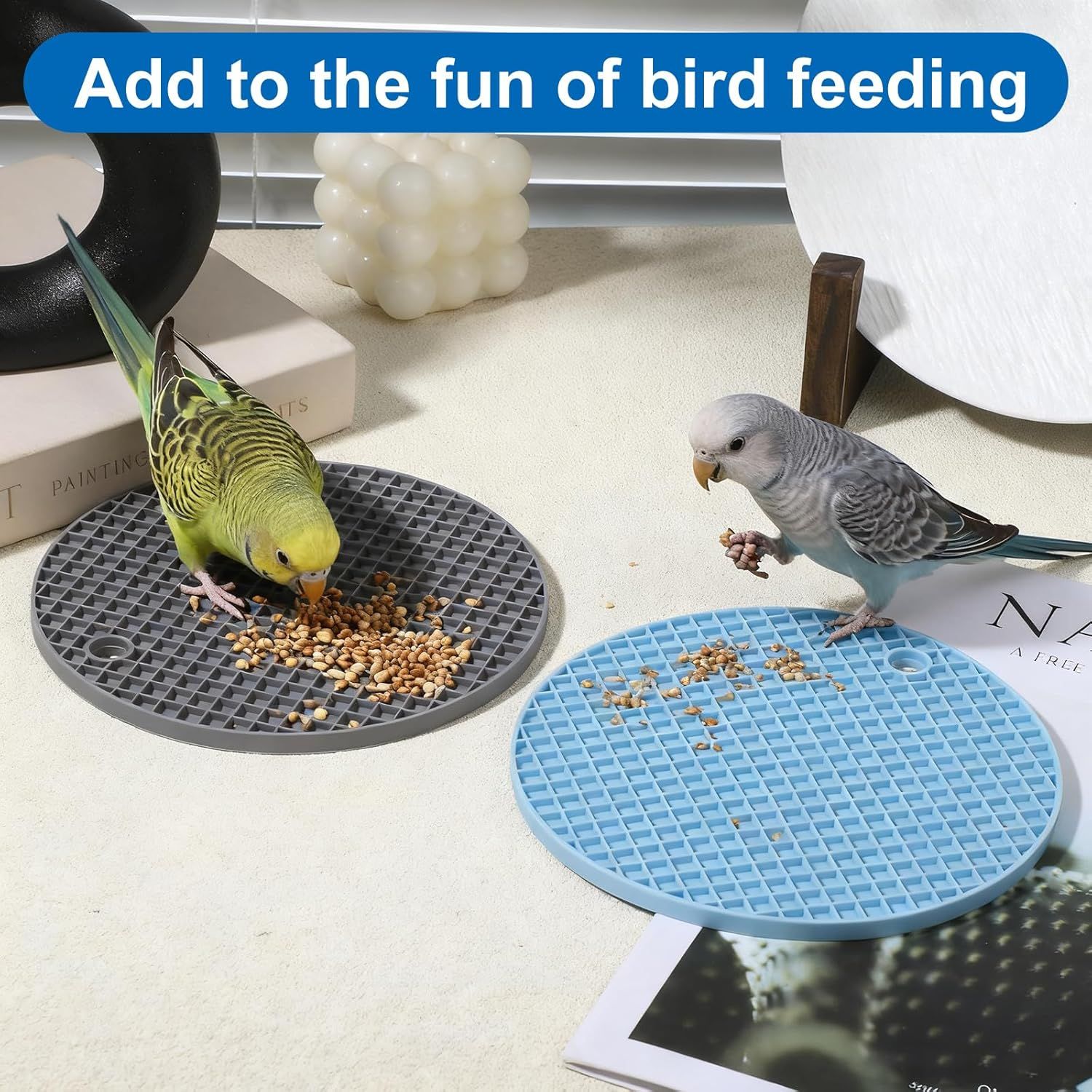2 PCS Bird Foraging Toys, Soft Bird Slow Feeder Mats, Silicone Bird Foraging Mat, Interactive Foraging Birds Toys for Parakeet, Cockatiel, African Grey โ image 5