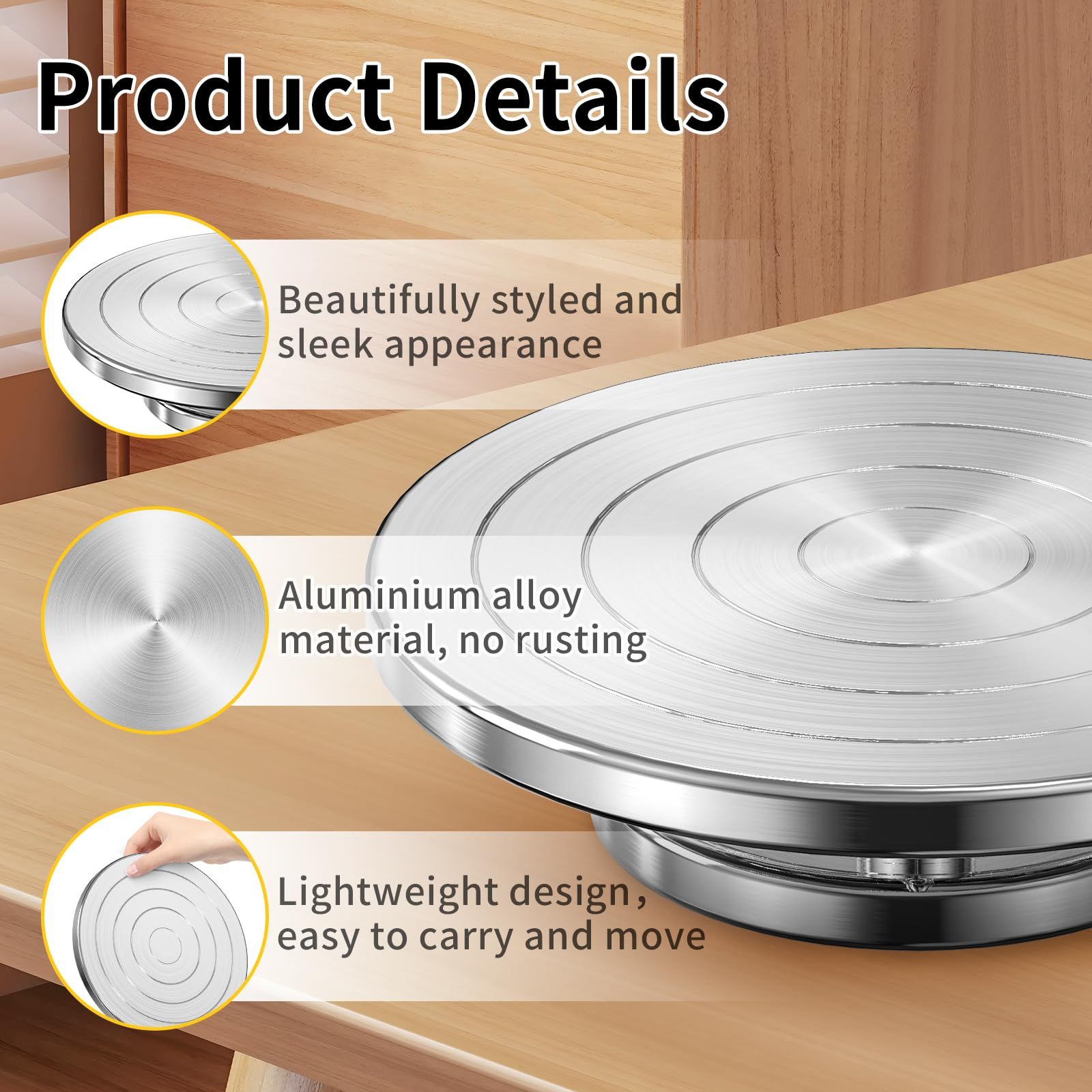 7.8 Inch Banding Wheel,Wheel Turnable Aluminium Alloy Metal Sculpting Wheel Rotate with Ball Bearings for Ceramics Clay Model Making Cake Decor Paint Spraying โ image 4