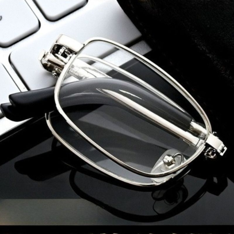 +2.50 Diopter Metal Portable Foldable Anti-Blue Light Reading Glasses, Lightweight Compact Readers for Seniors - Silver — image 4