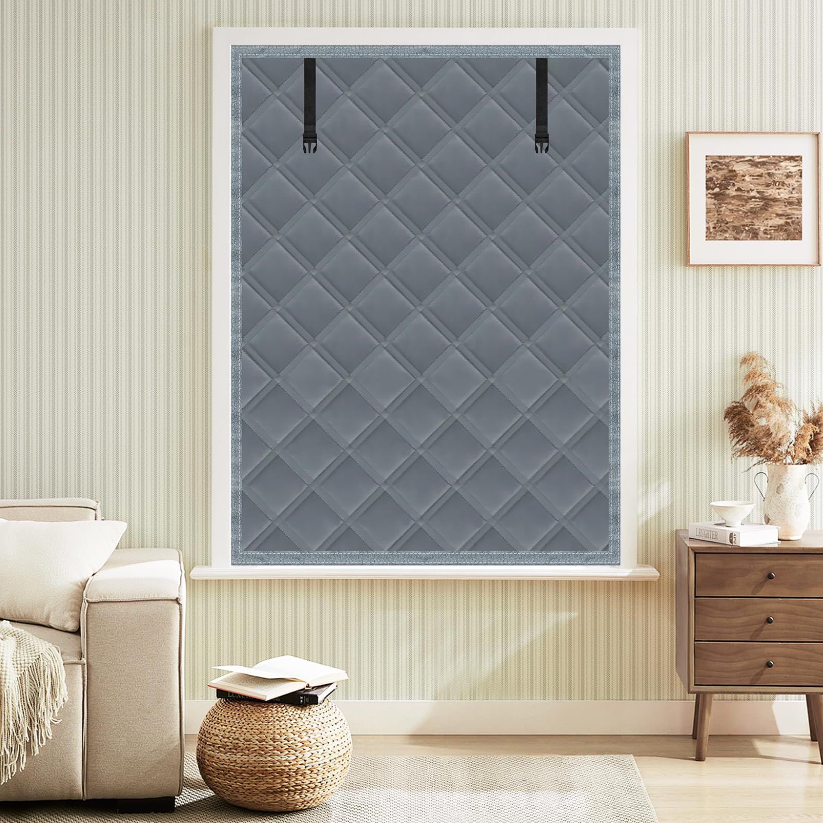 26*38in Winter Insulated Window Curtain-Oxford Thermal Insulated Window Blanket with Fastener-Gray Window Insulation Kit for Winter Keeping Warm โ image 3