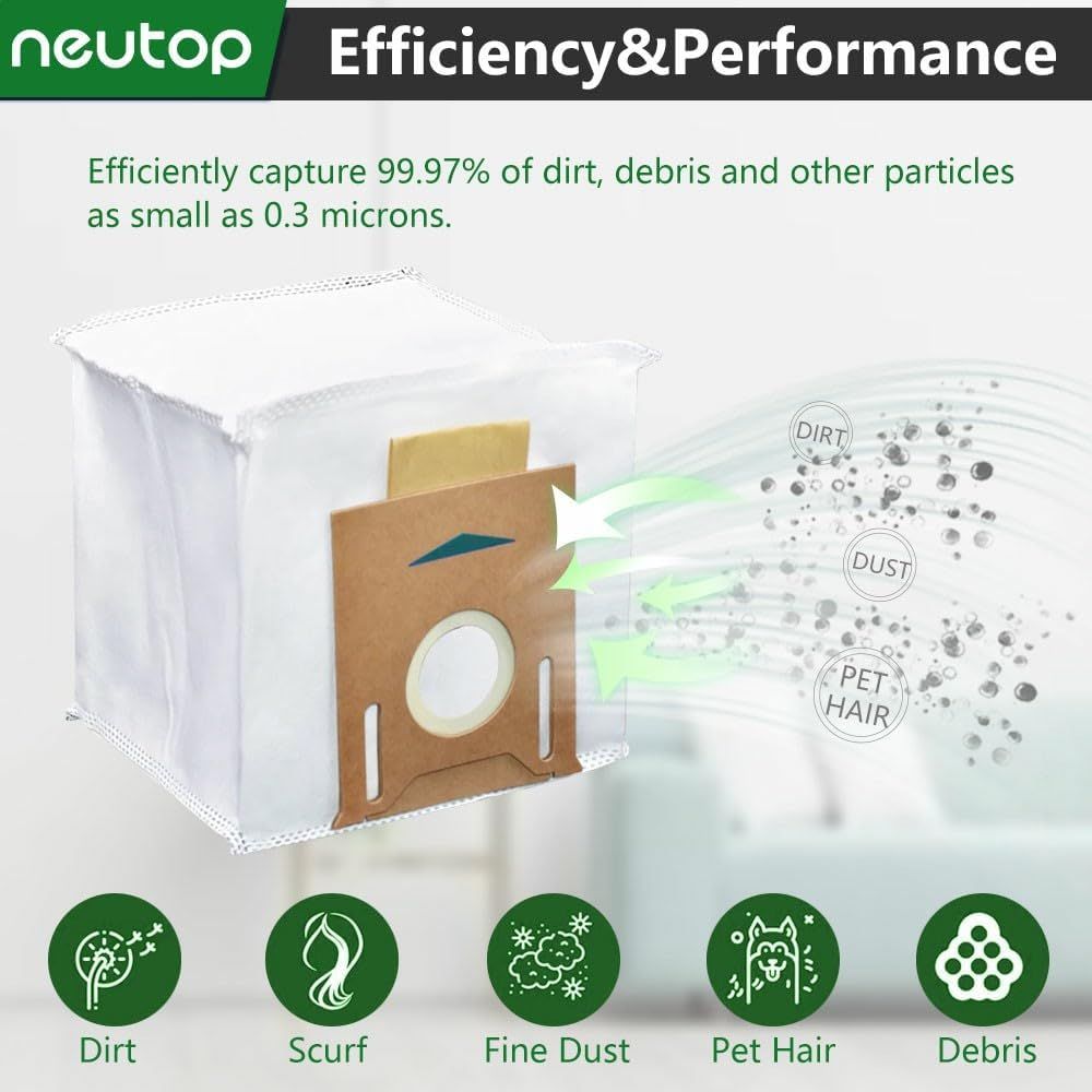 Replacement Disposable Dust Bags Compatible with Ecovacs Deebot T8, T8+, N8+, N8 Pro+, N10 Plus, Robot Vacuums, 9-Pack — image 4