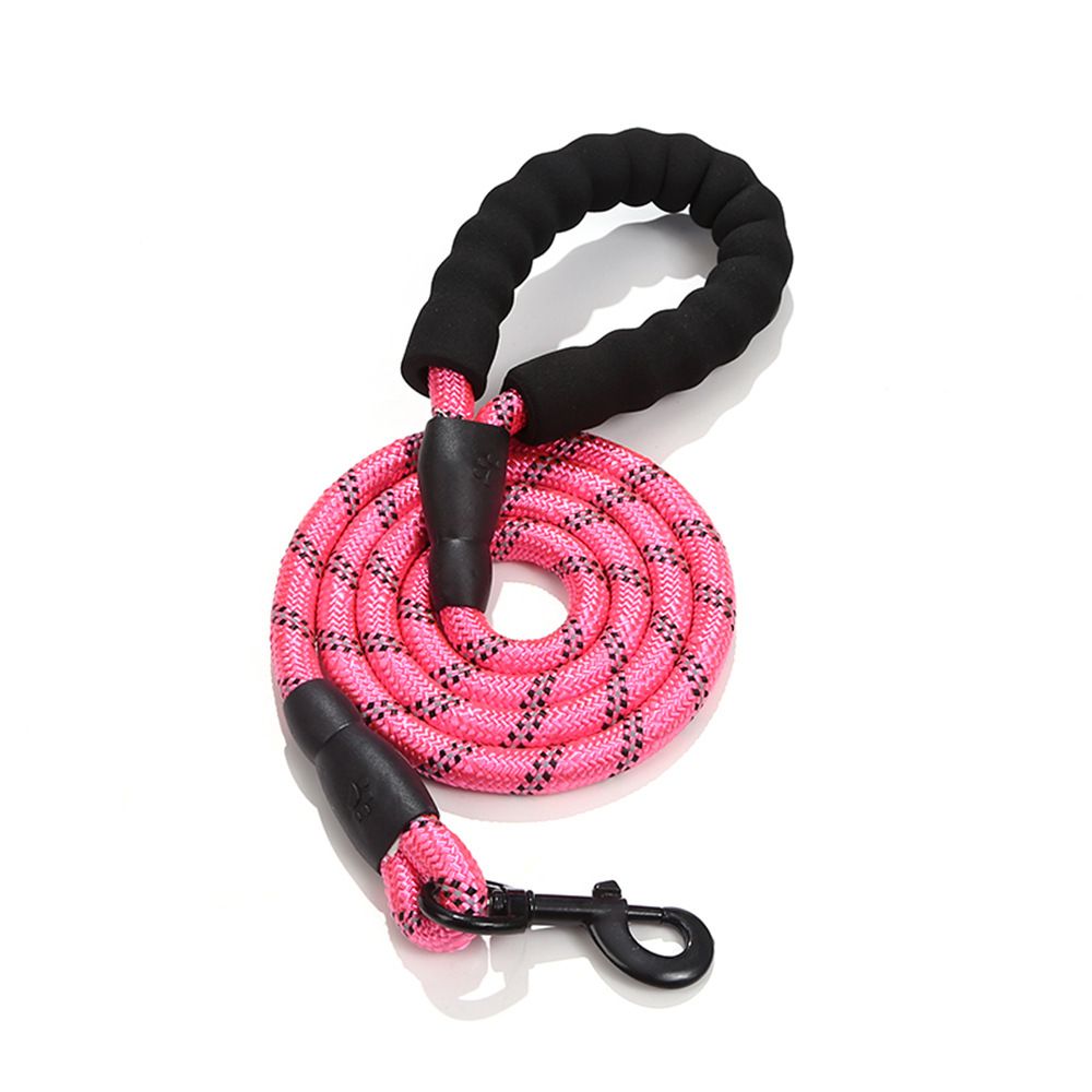 Dog Leash with Comfortable Padded Handle and Highly Reflective Threads for Small Medium and Large Dogs (Pink)