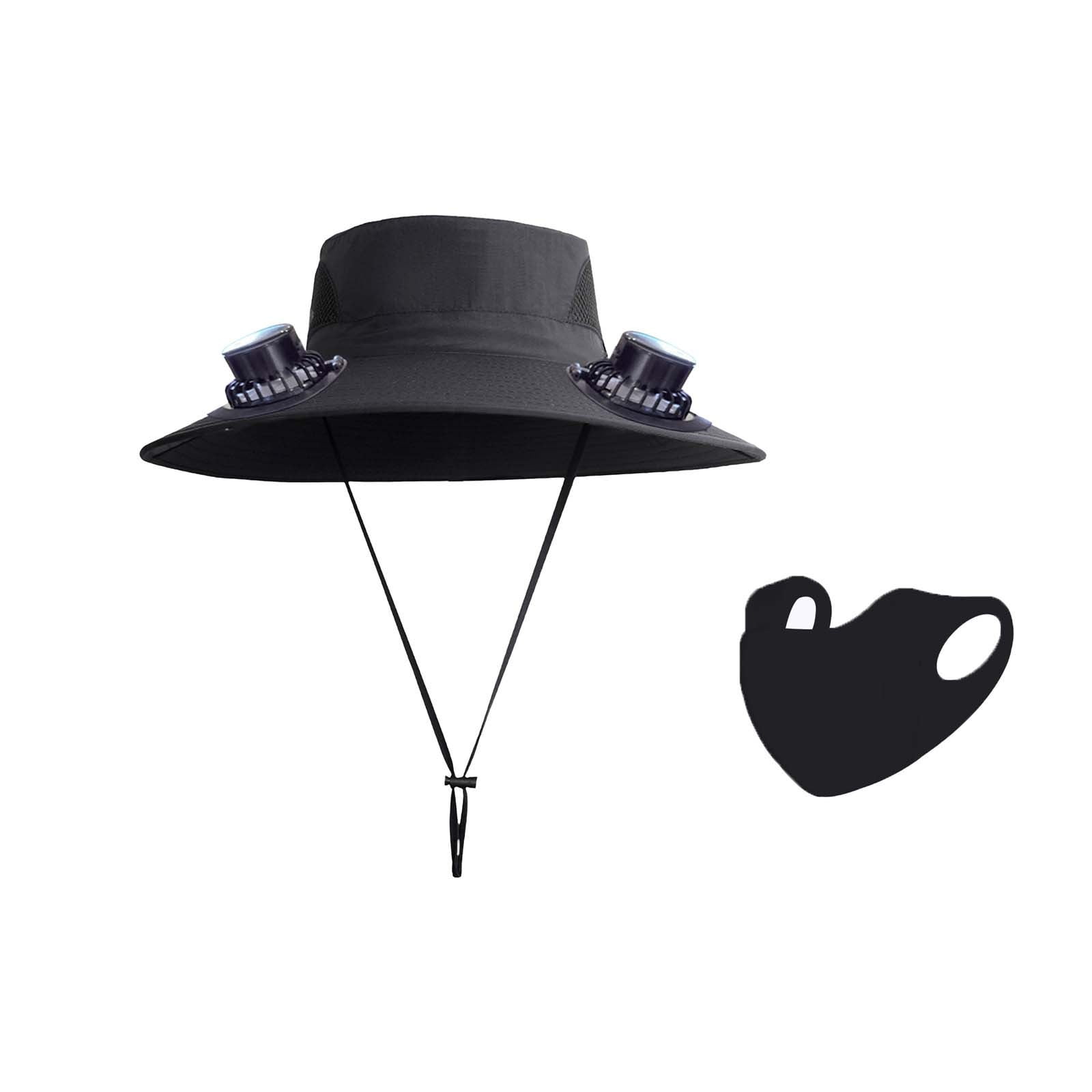 Wide Brim Solar Fan Hat with 2 Solar Fan, Fan Built in Hat with Fans Solar Power, Solar Powered Fan Hat for Outdoor Fishing Travel, 3 Speed Adjustable Fan Hat — image 3