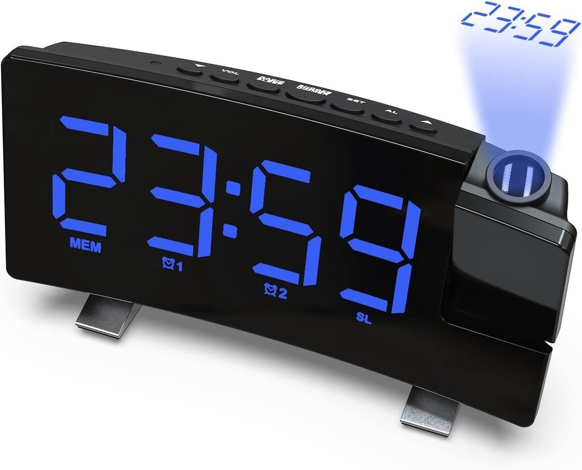 Alarm clock - radio - clock - Projection alarm clock - Digital alarm clock - Projection clock - Alarm Clock radio - digital clock - projection clock - 360