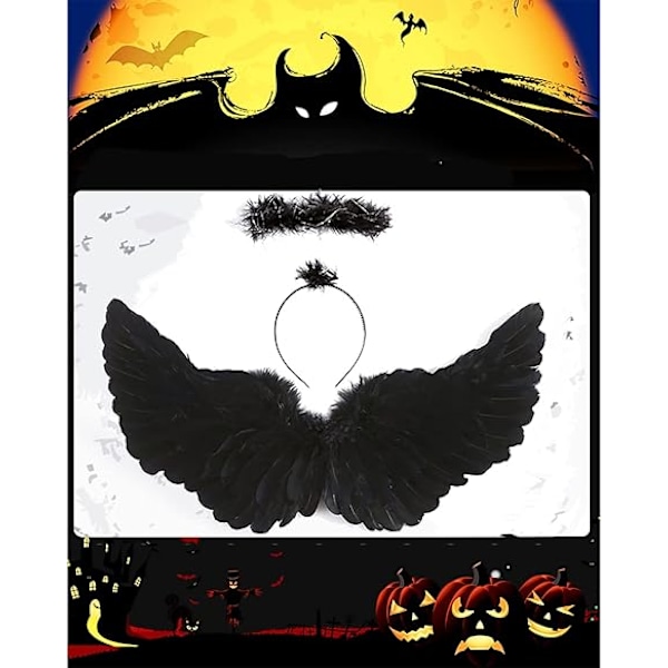 Halloween Devil Feather Wings for Kids Black Costume Accessories — image 2