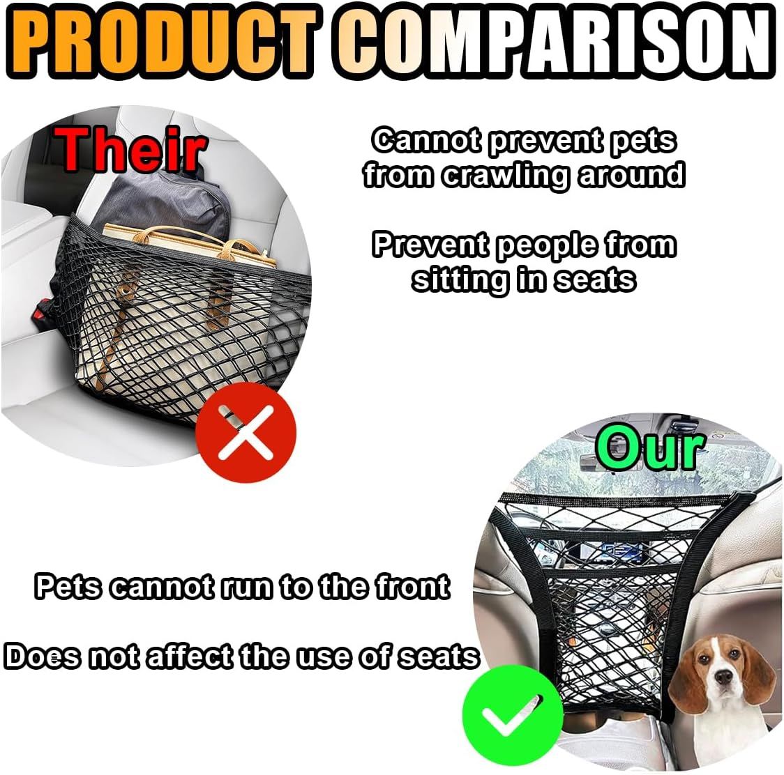 Universal Car 3-Layer Mesh Organizer Bag, Auto Seat Back Pocket Stretch Net Storage, SUV — image 3