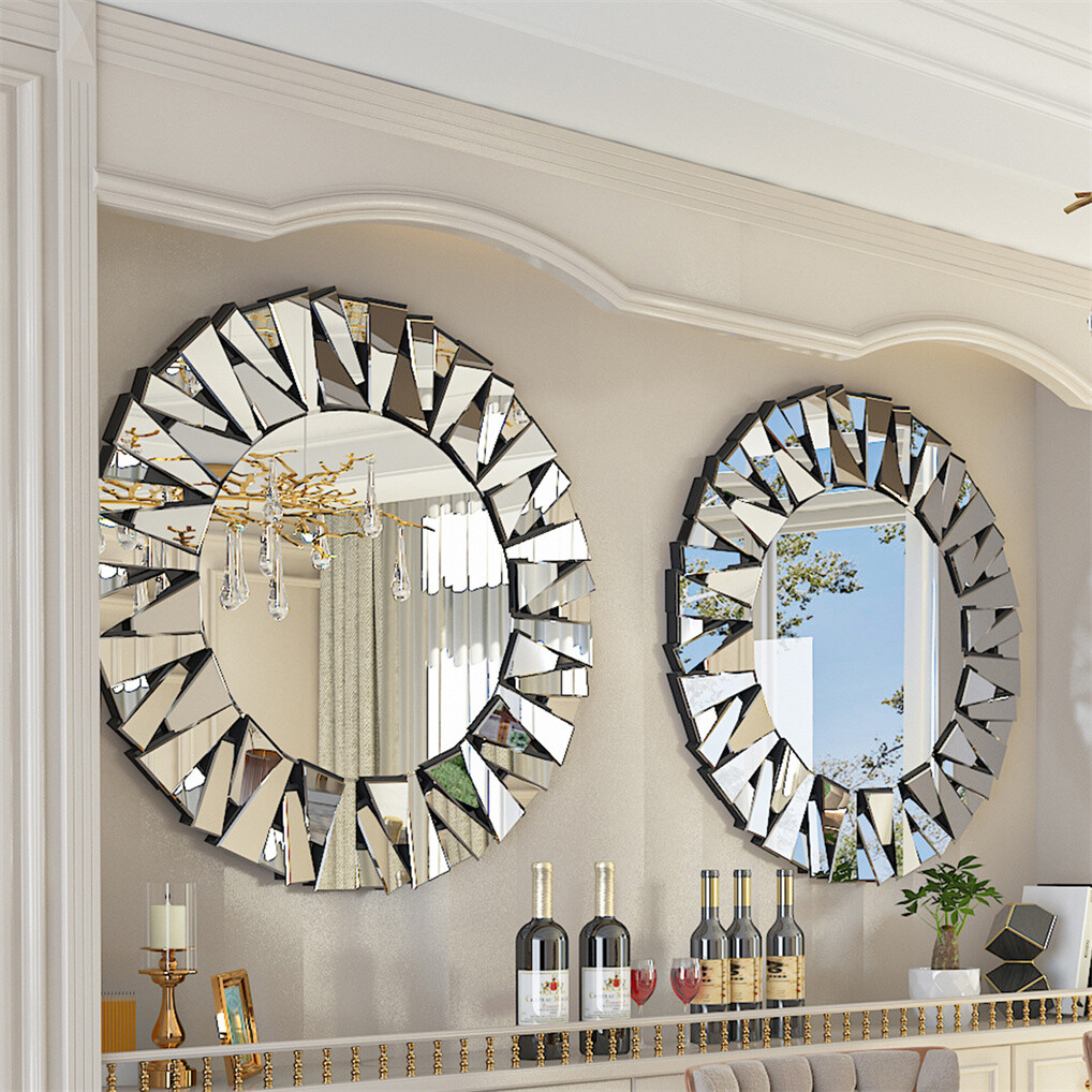 Silver Sunburst Round Wall Mirror — image 2