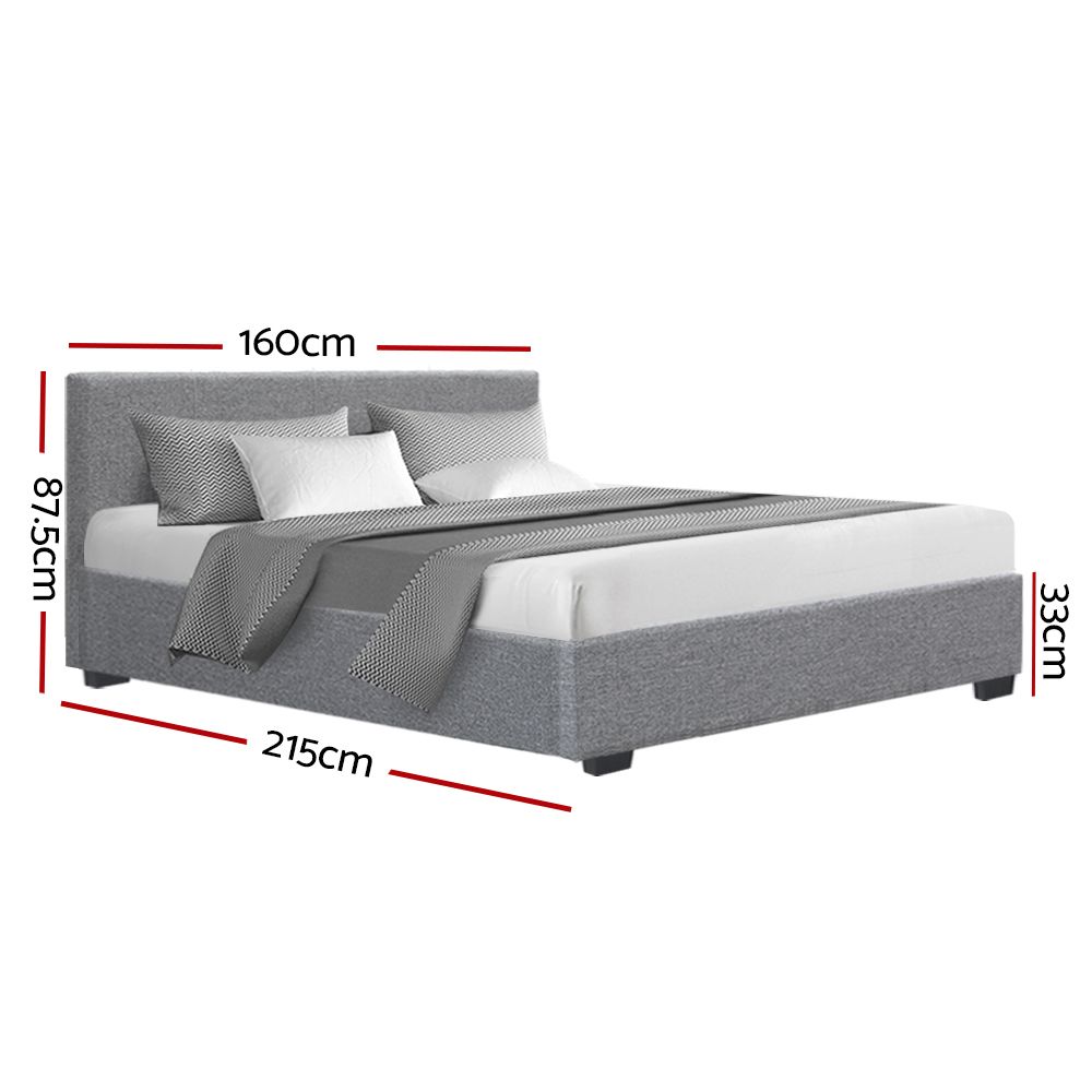 Artiss Bed Frame Queen Size Gas Lift Grey NINO โ image 4