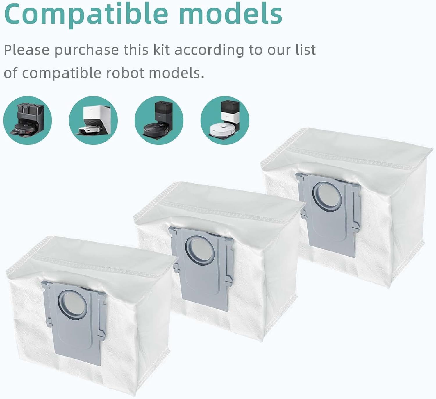 6 Pcs Replacement Reill Dust Bags Compatible with Q10 S5+, Q10 × 5+, Q7 M5+, Q5 Max+, Q5+, S8 Pro Ultra, S8+, Q7 Max+, Q8 Max+, Robotic Vacuums 3L Large — image 2