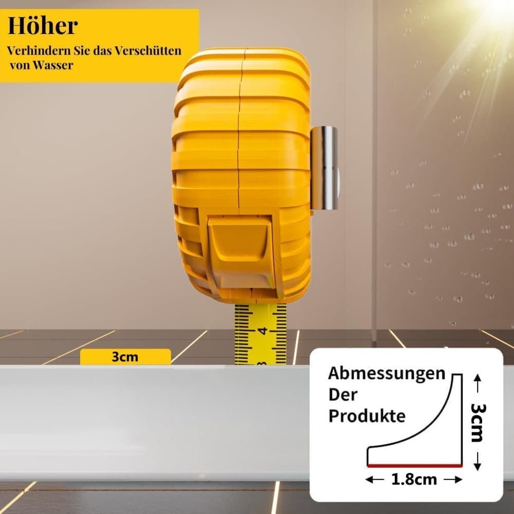 1M Flexible Silicone Shower Threshold Water Barrier to Prevent Splashes, 3 cm high, Gray — image 2