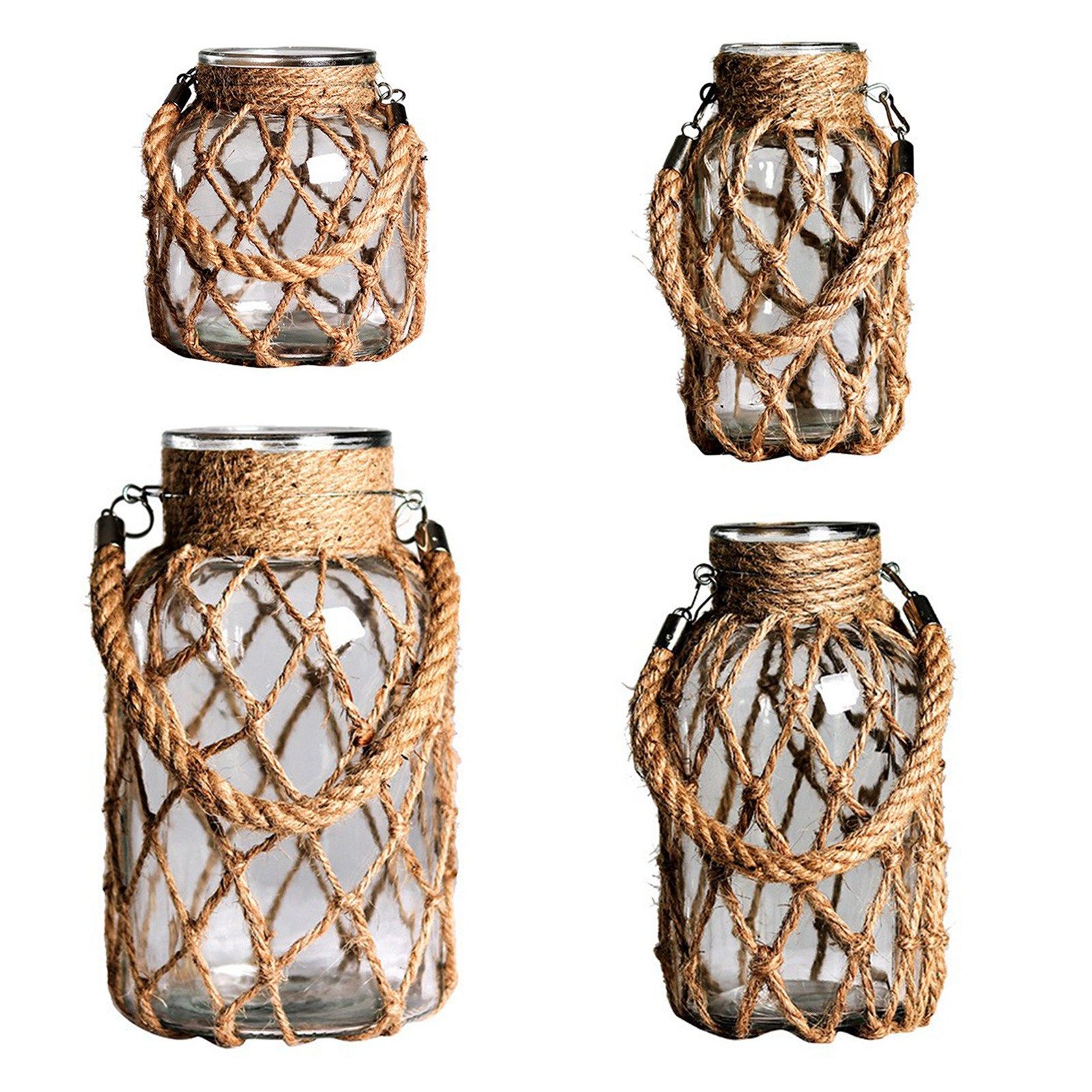 Hand Woven Twine Glass Vase Transparent Flower Arrangement Vase Hydroponic Vintage Vase Decoration β image 4