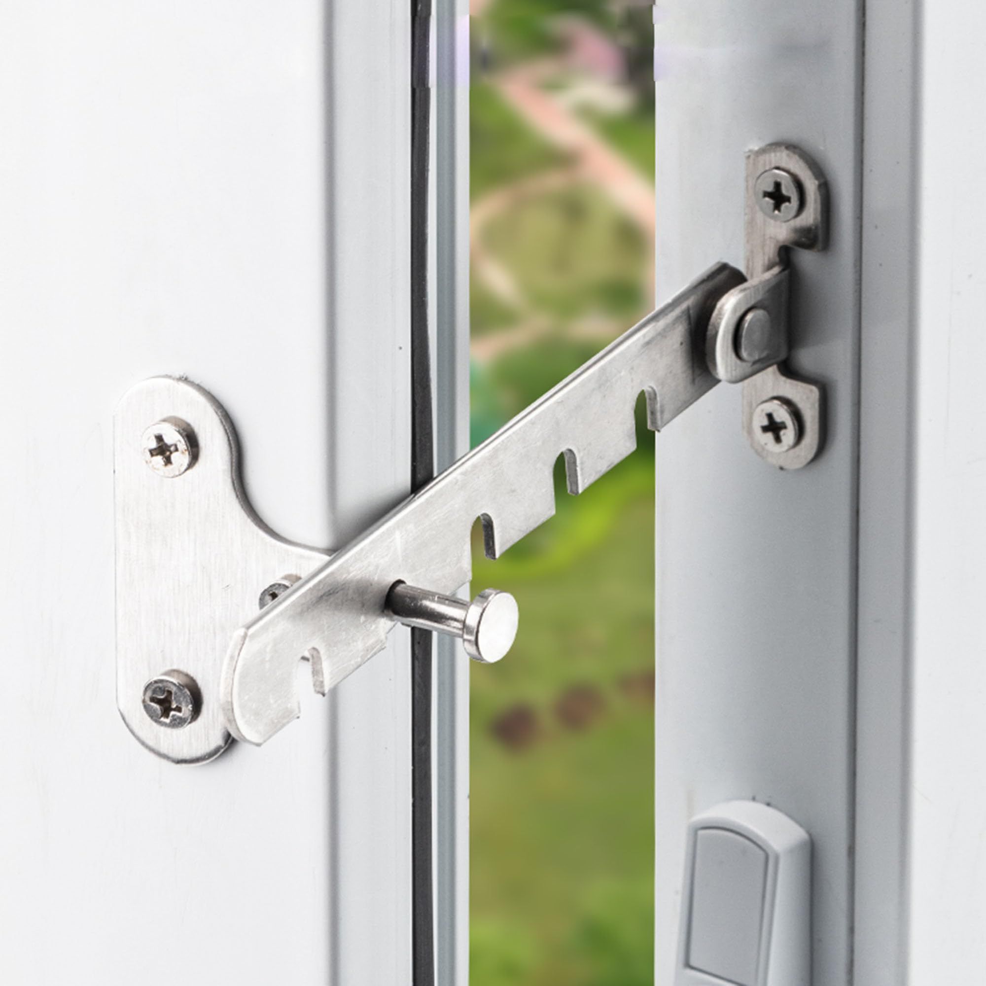 Window Restrictor Latch, Window Wind Hook, Adjustable Window Safety Locks,Suitable for Various Doors and Windows, 5 Slots