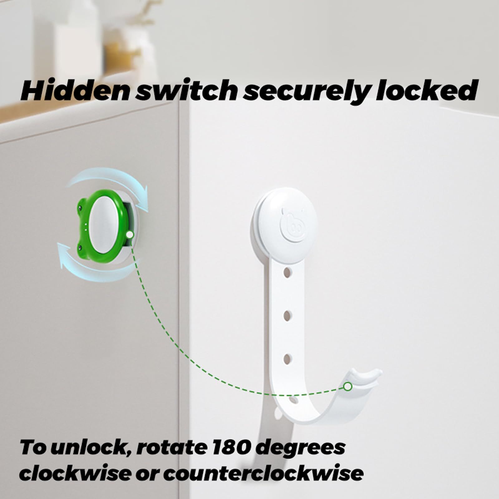 3 Pack Child Safty Lock Anti-Pinch Childproof Baby Solid 180 Degrees Soft Adjustable Proof Door Toilet Cabinet Drawer Cupboard — image 3
