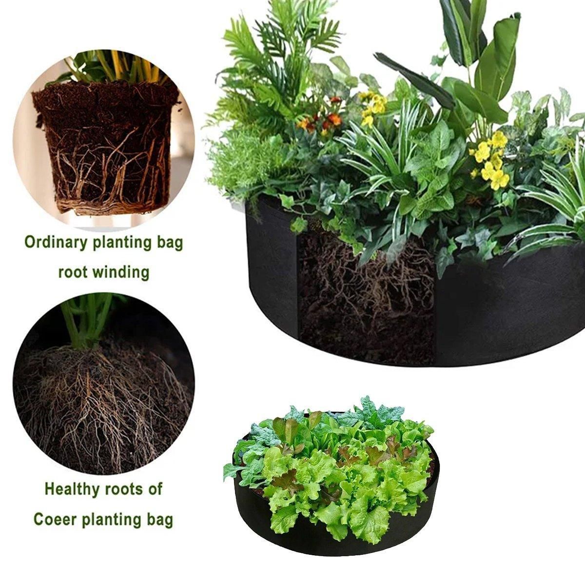 5x Felt Planting Bag Round Vegetable Garden Flower Seedling Grow Bags for Plants - Black-90 × 30cm — image 6