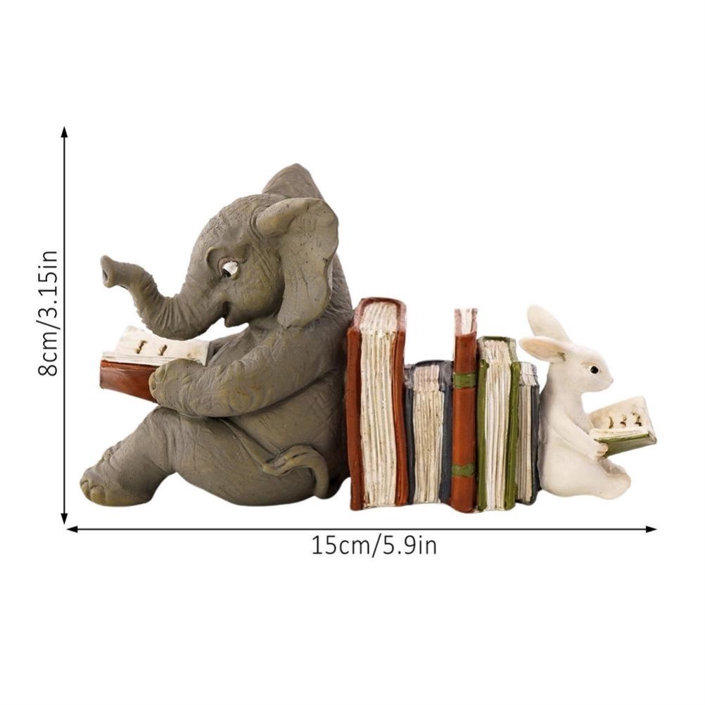 Elephant and Rabbit Statue Bookend Figurines Ornaments Resin Animal Figurines Decor for Home Decorations โ image 3