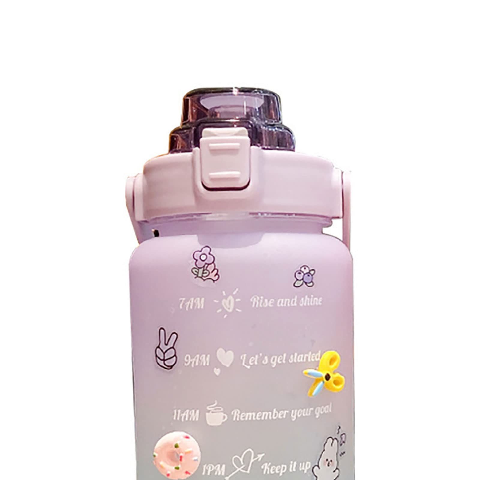 Motivational BPA Free Water Jug with Handle 2L Large Capacity Matte Water Bottle Kettle with Time Marker Straw for Sports Fitness — image 2