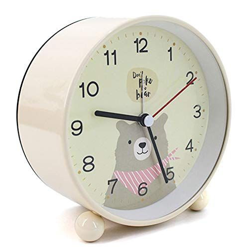 Round Cartoon Animal Quartz Analog Alarm Clock Silent Non Ticking Night Light Desk Clock for Office Bedroom — image 2