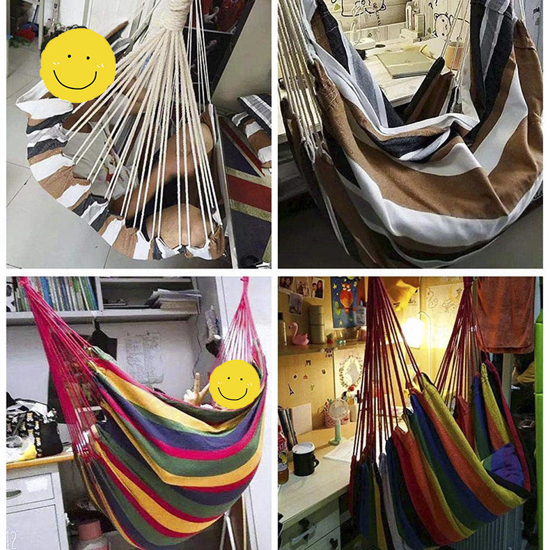 Colorful Striped Hammock Chair with Ropes and Storage Bag - Gery — image 5