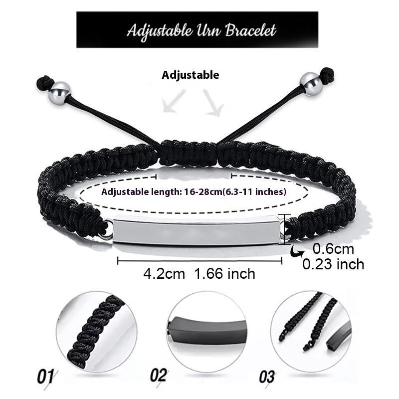 Adjustable Cremation Memorial Urn Bracelet - Stainless Steel Cremation Manmade Braided Urn Bracelet for Ashes — image 4