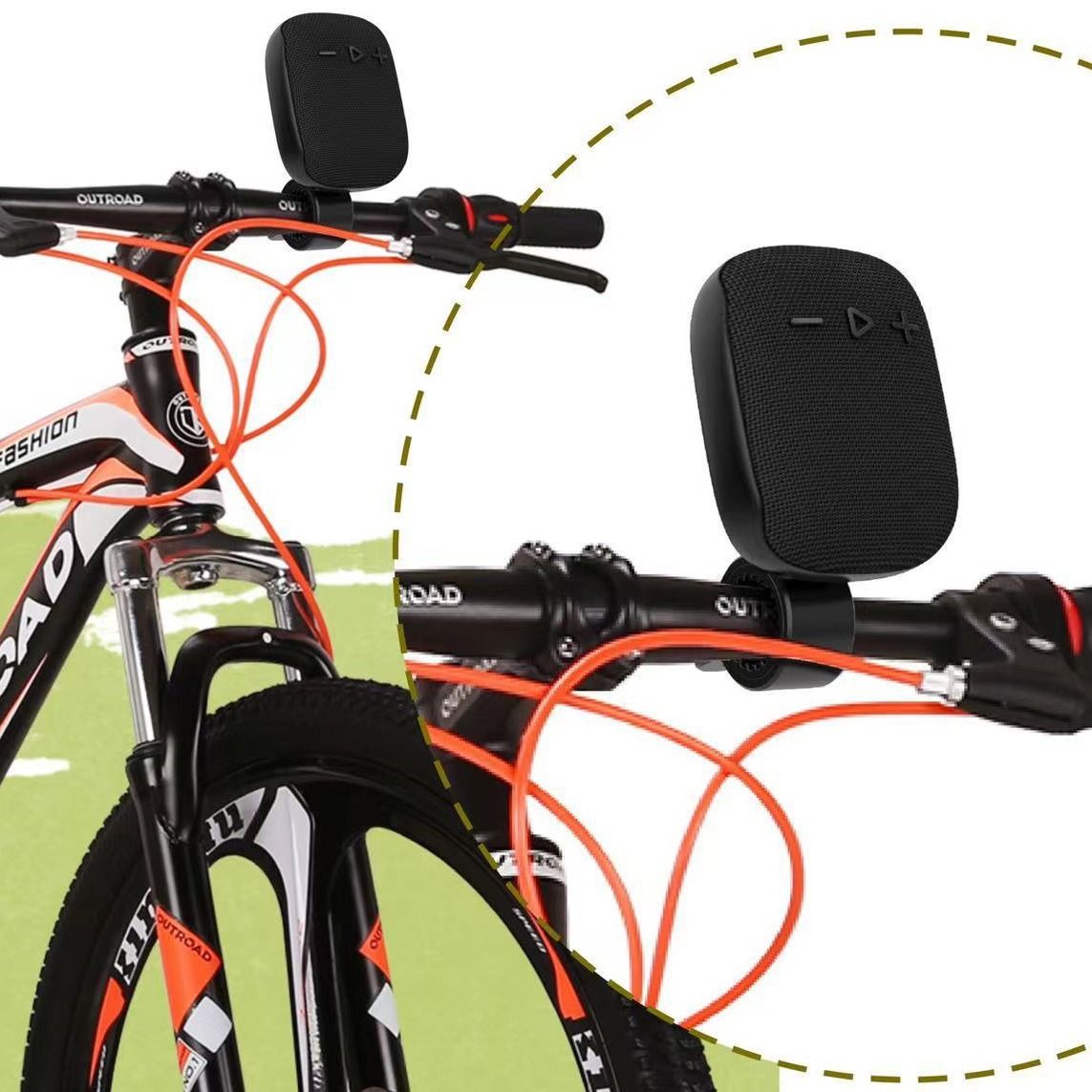 Bluetooth Handlebar Speaker, FM Wireless Waterproof Portable Bicycle Speakers for Biking, Hiking and Camping, Black — image 4