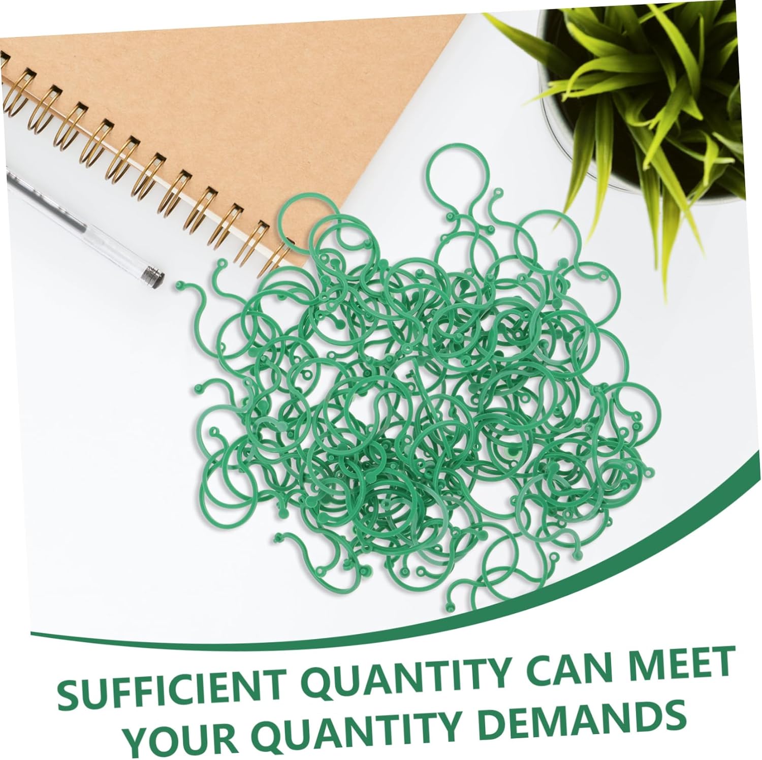 100 Pieces Plant Support Clips for Climbing Stems and Cut Flowers, Reusable Garden Ties for Indoor Plants, Vases and Flower Arranging, Green — image 5