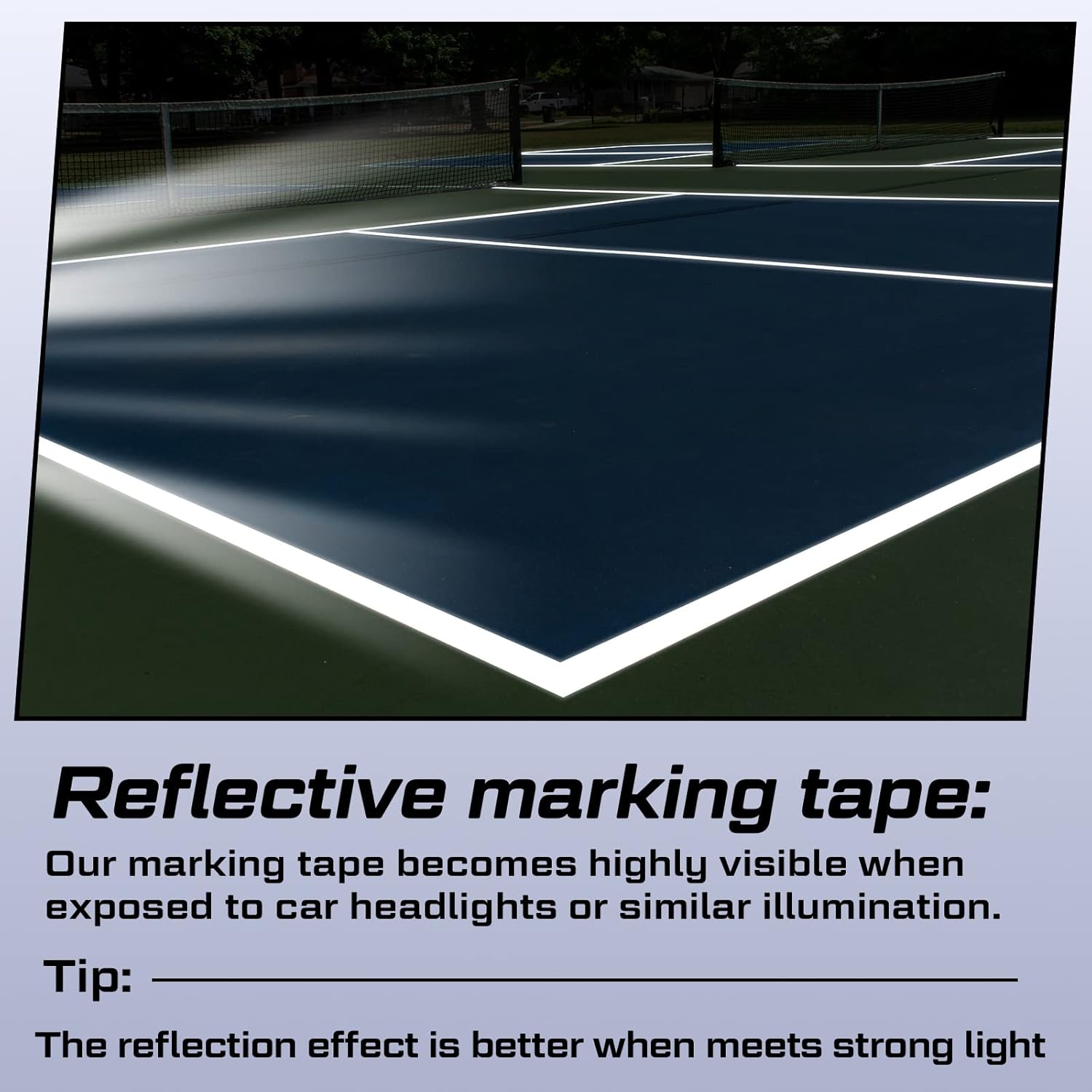 230 Ft Driveway Basketball Tape Outdoor Court Adhesive Marking Lines for Tennis Badminton Parking Floor Pavement Indoor, 2 in Wide (White, PVC) White โ image 2