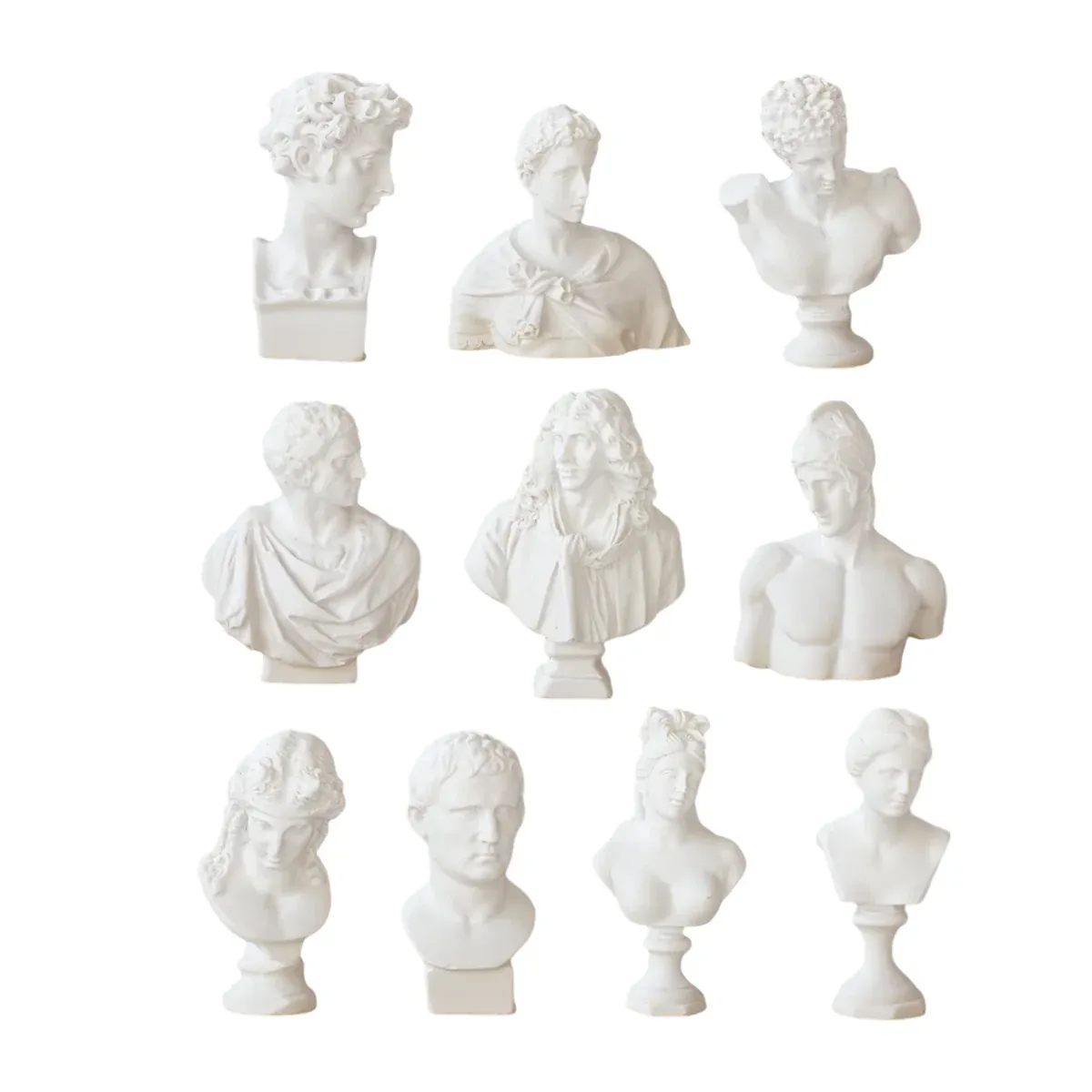 10 Pcs Mini Desktop Decorative Sculptures Resin White Classical Busts — image 2