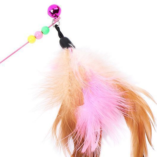 Cat Teaser Stick Plastic Brand Funny Cat Ball Steel wire feather [random color] opp packaging — image 3